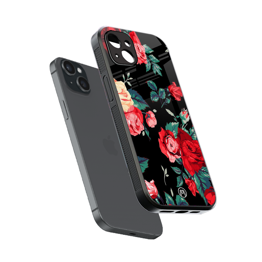 wildflower back phone cover | glass case for iphone 15 plus