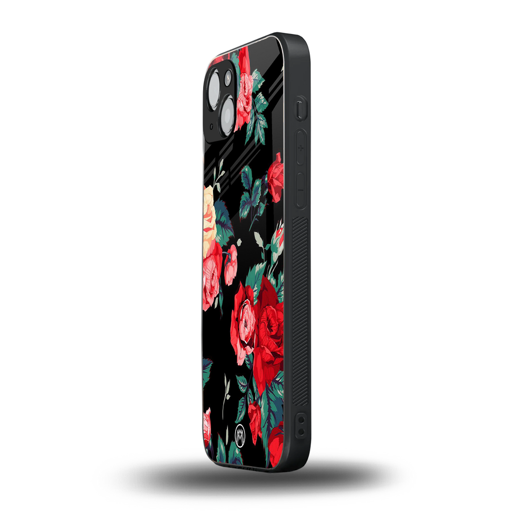 wildflower back phone cover | glass case for iphone 15 plus