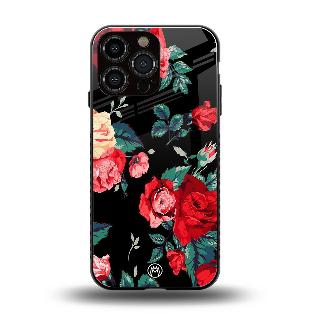 wildflower back phone cover | glass case for iphone 14 pro max