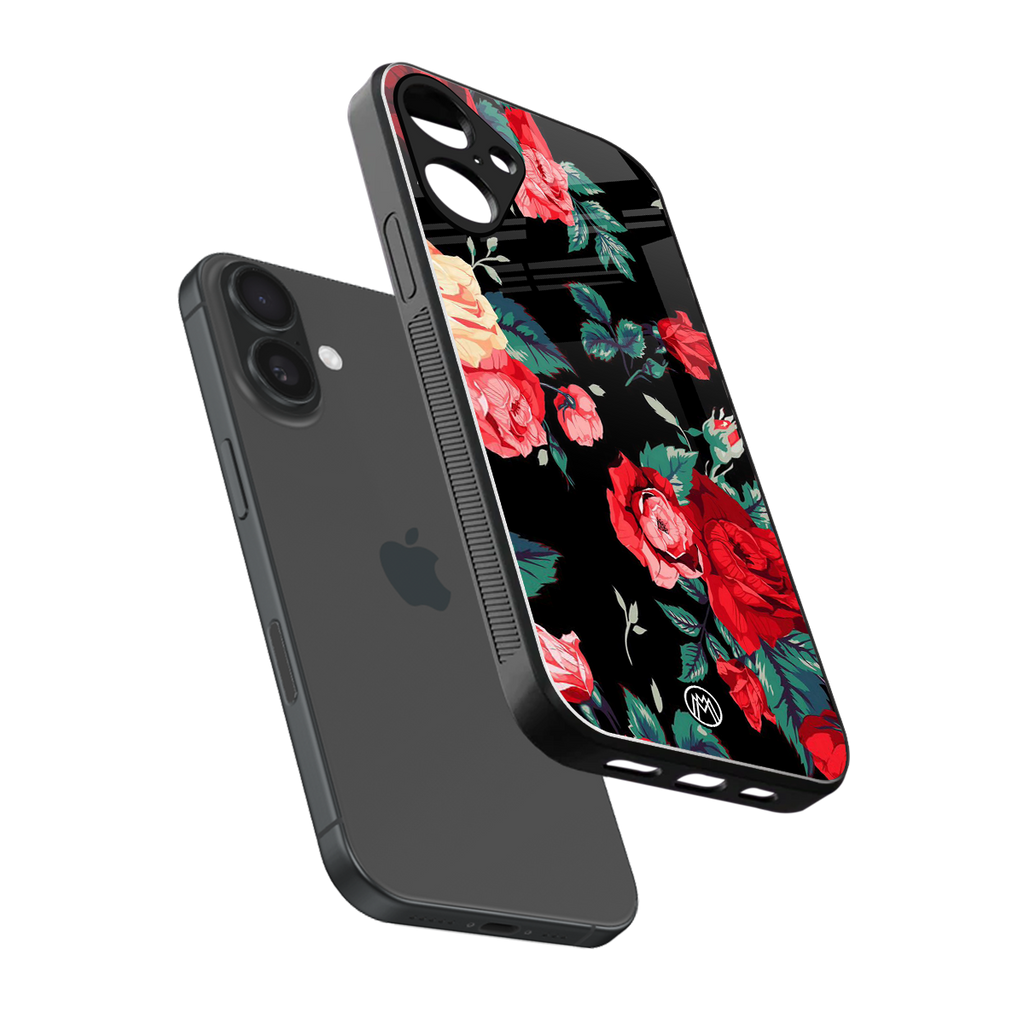 wildflower back phone cover | glass case for iphone 16 plus