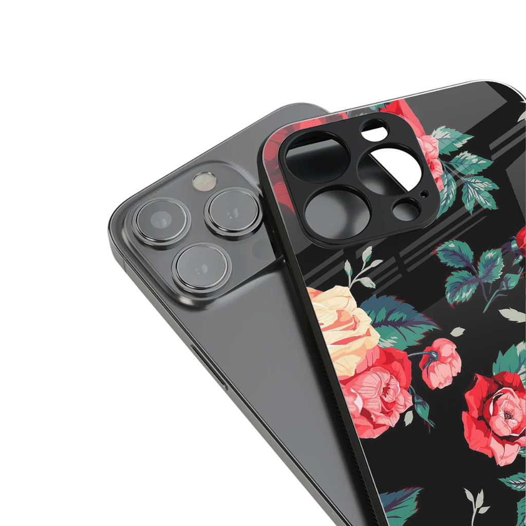 wildflower back phone cover | glass case for iphone 14 pro max