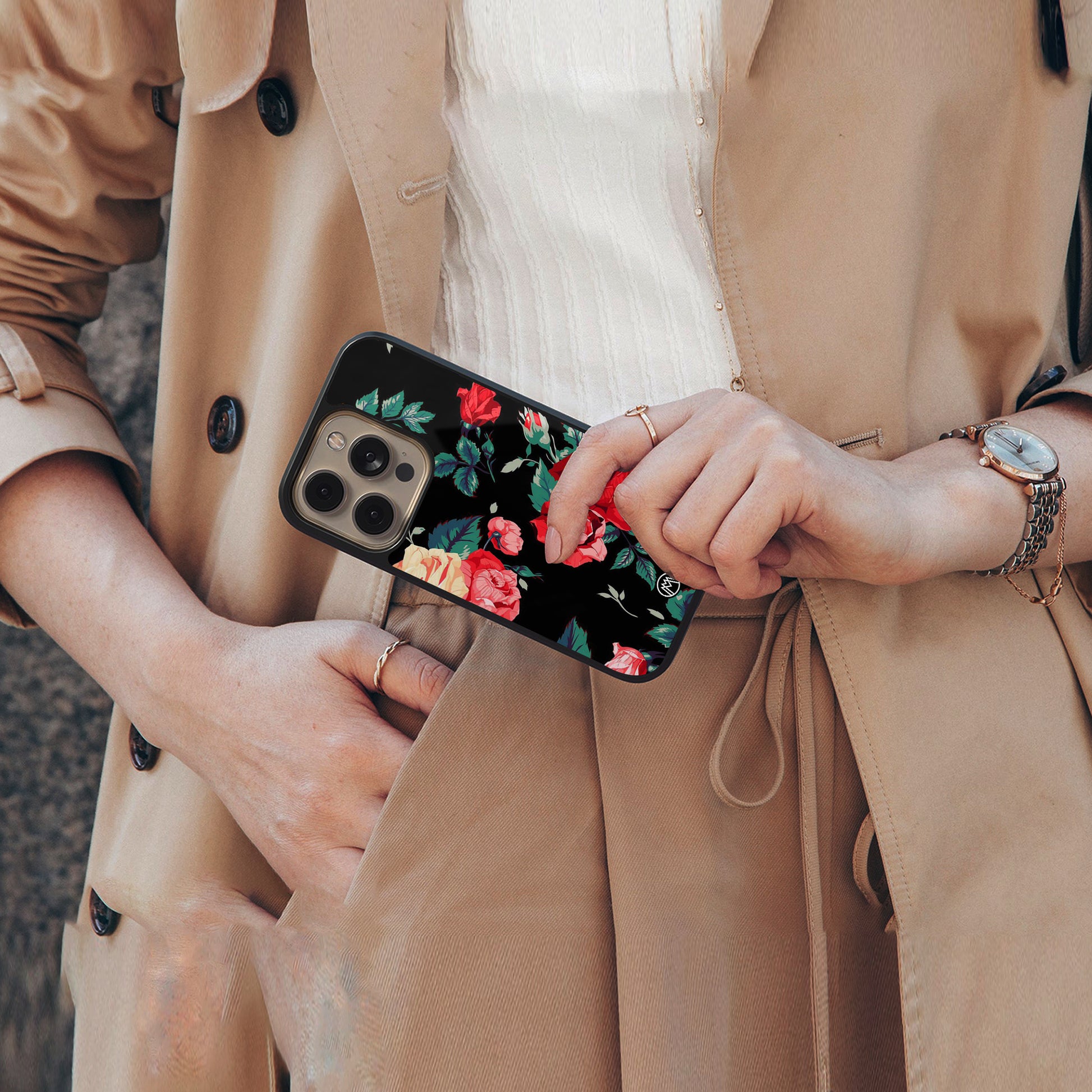 wildflower back phone cover | glass case for iphone 16