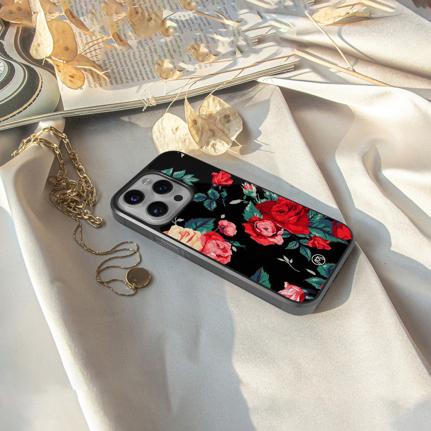 wildflower back phone cover | glass case for iphone 15 pro