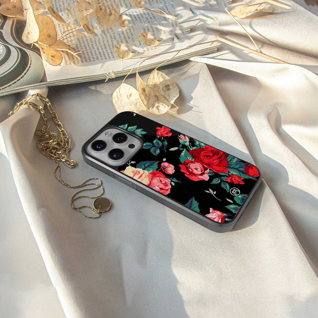 wildflower back phone cover | glass case for iphone 14 pro max
