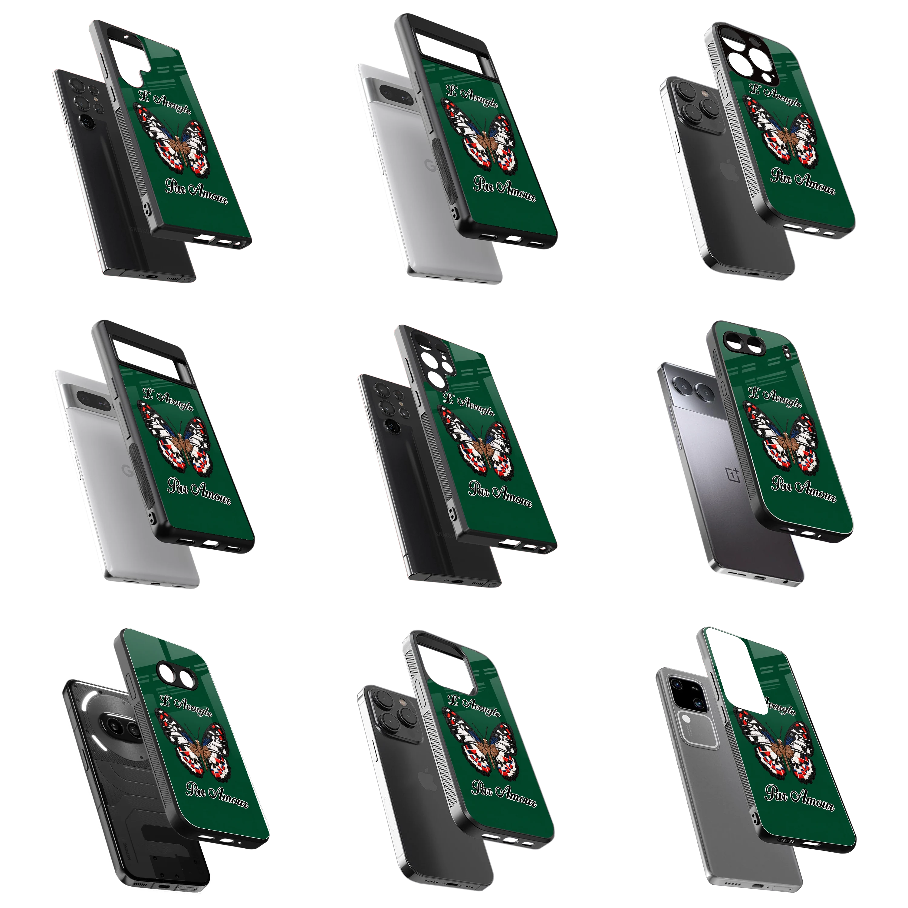 Durable Glass Back Mobile Case for iPhone, Samsung, OnePlus, Google Pixel, Redmi, Vivo, Oppo