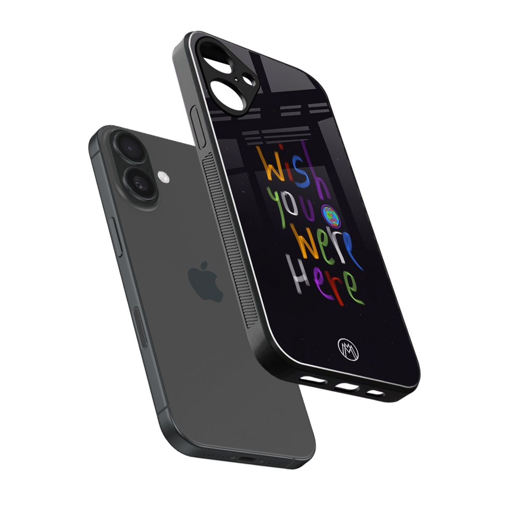 wish you were here back phone cover | glass case for iphone 16 plus
