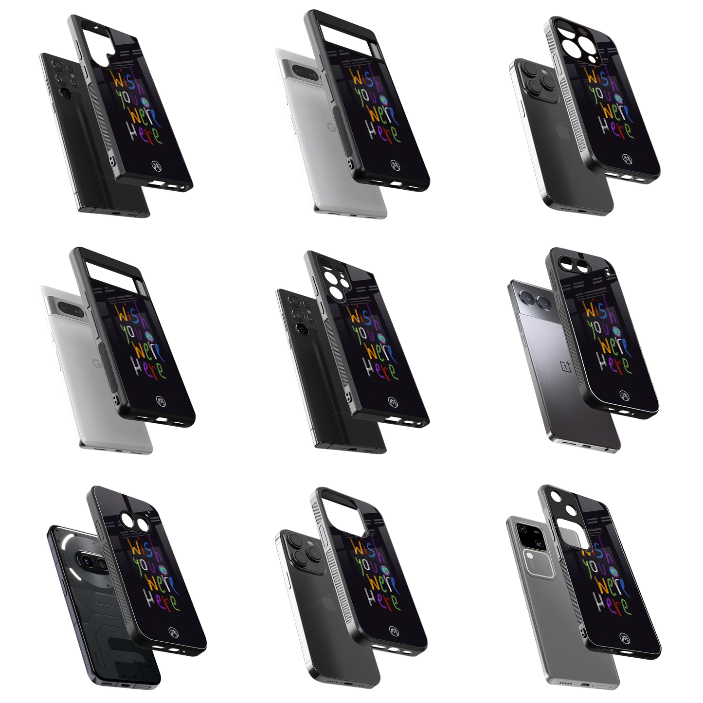 Durable Glass Back Mobile Case for iPhone, Samsung, OnePlus, Google Pixel, Redmi, Vivo, Oppo