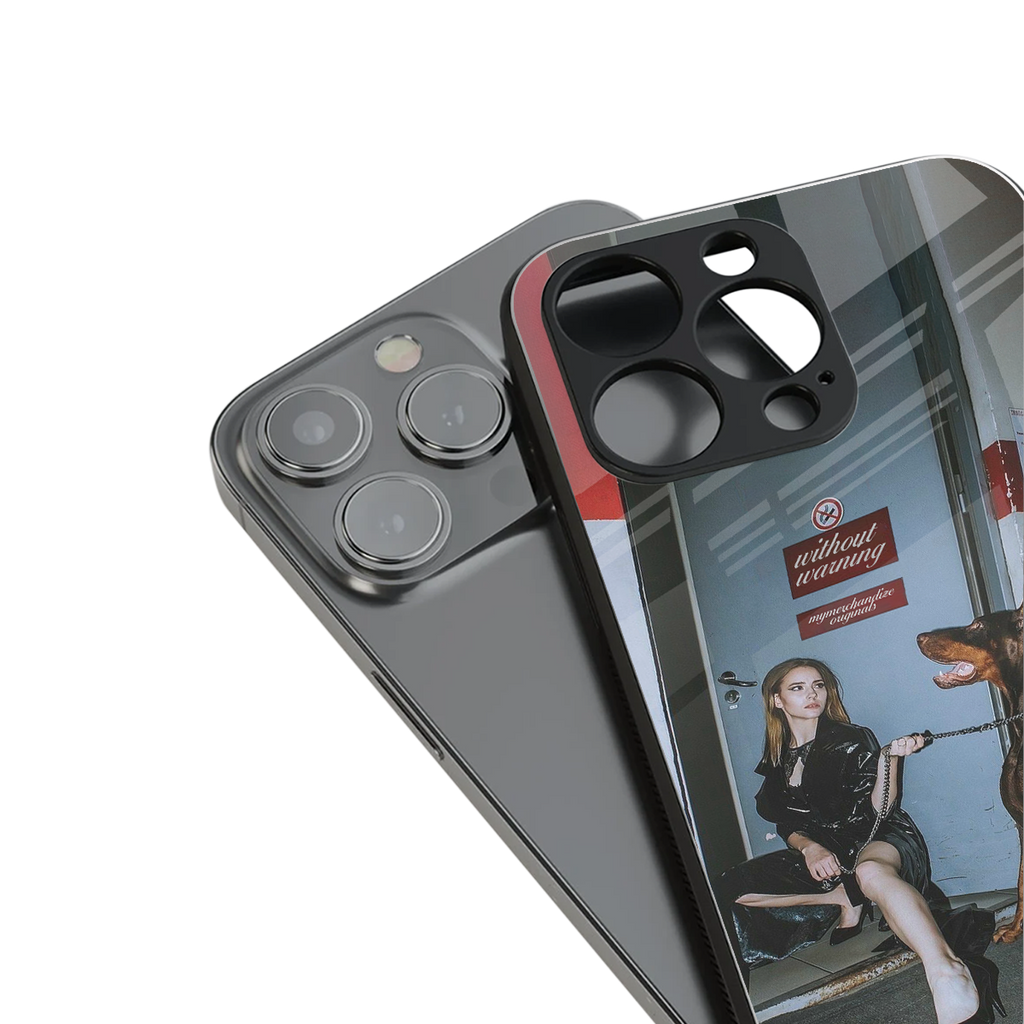 without warning back phone cover | glass case for iphone 15 plus