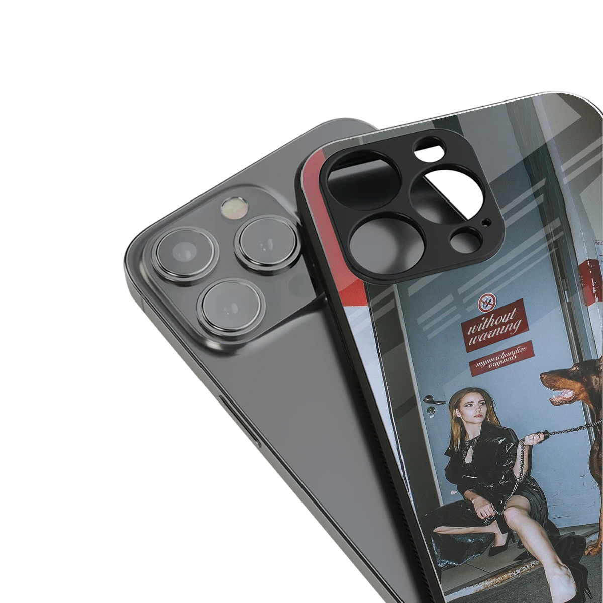 without warning back phone cover | glass case for iphone 15 plus