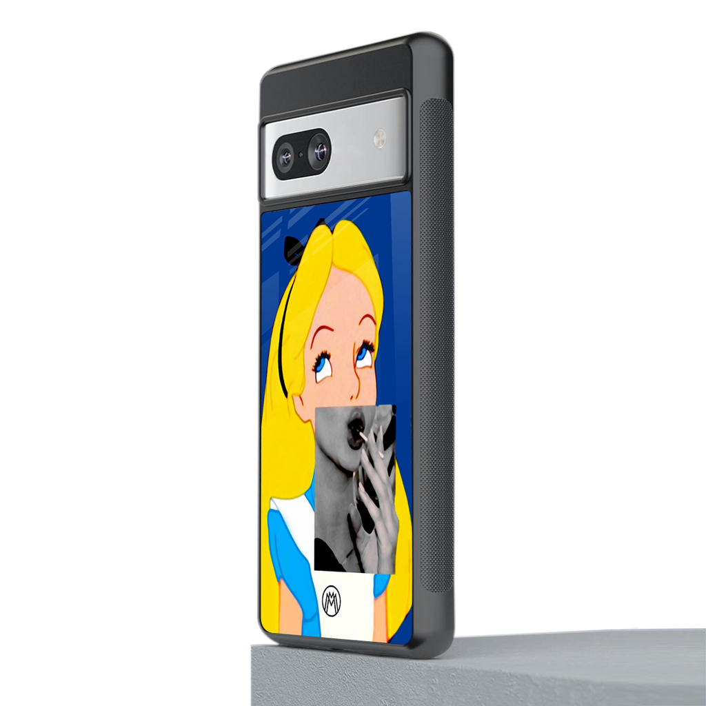 wonderland treat back phone cover | glass case for Google Pixel 7A