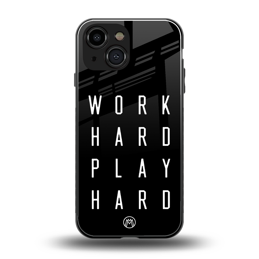 work hard play hard back phone cover | glass case for iphone 13 mini