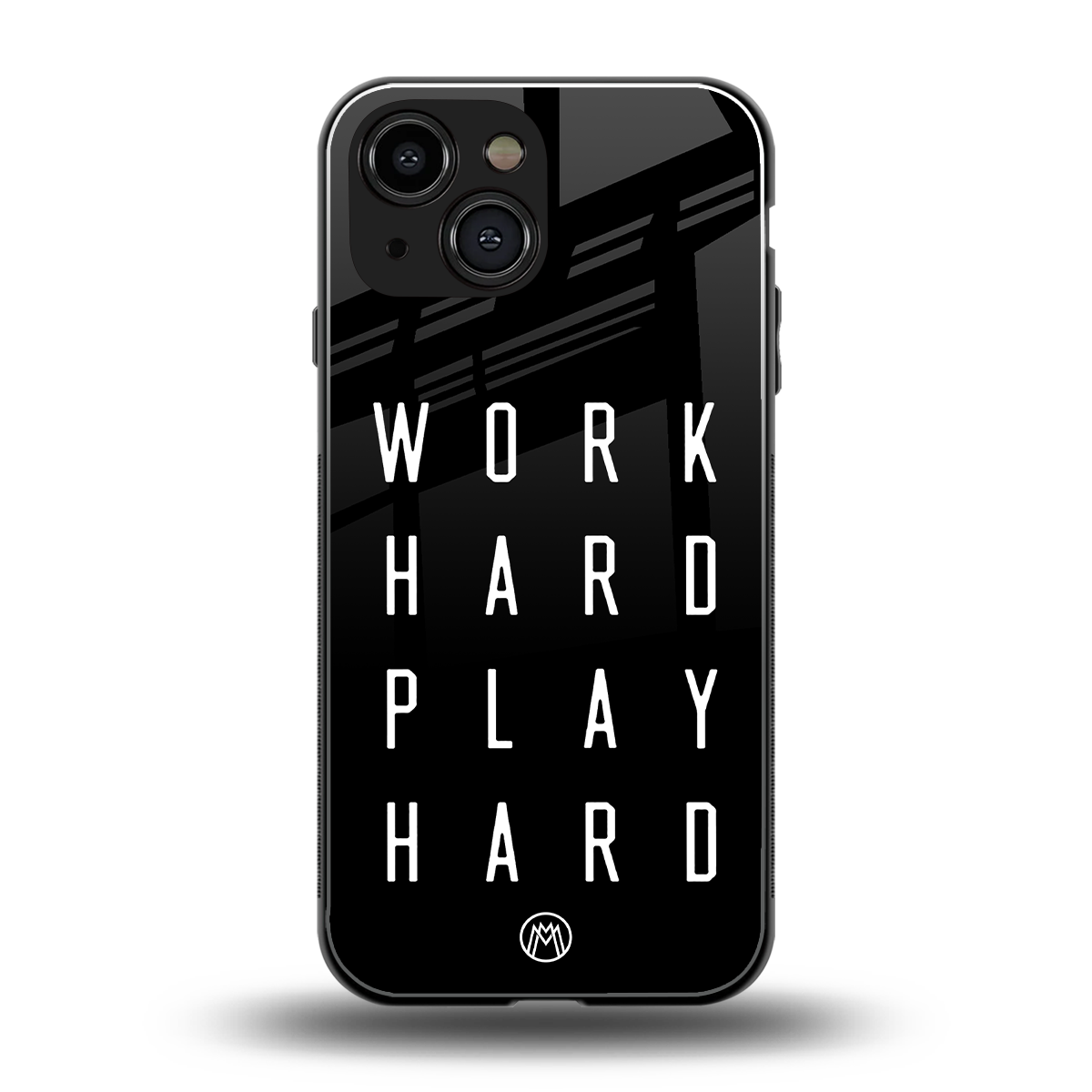 work hard play hard back phone cover | glass case for iphone 13 mini
