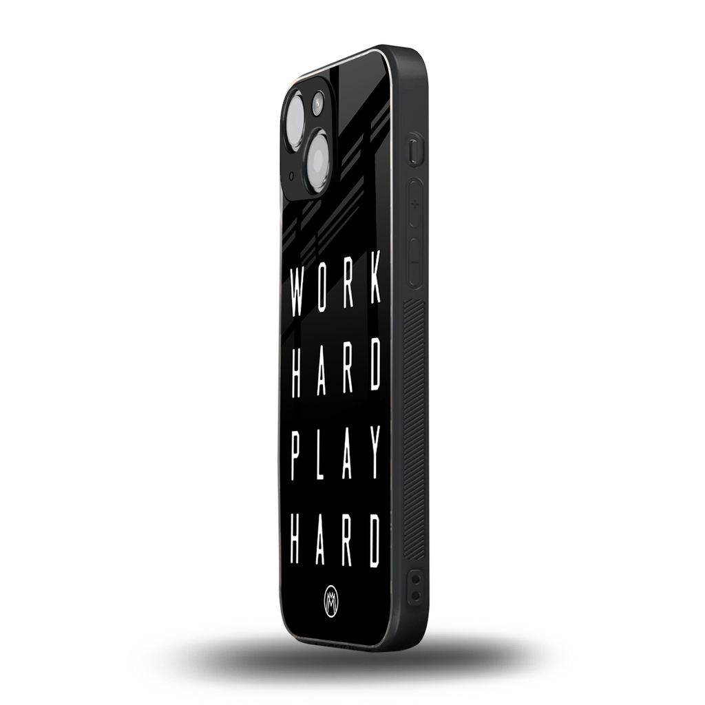 work hard play hard back phone cover | glass case for iphone 13 mini