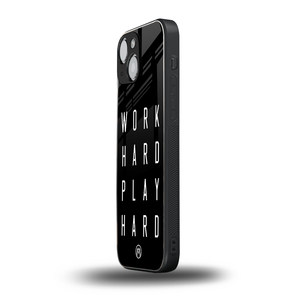work hard play hard back phone cover | glass case for iphone 13 mini