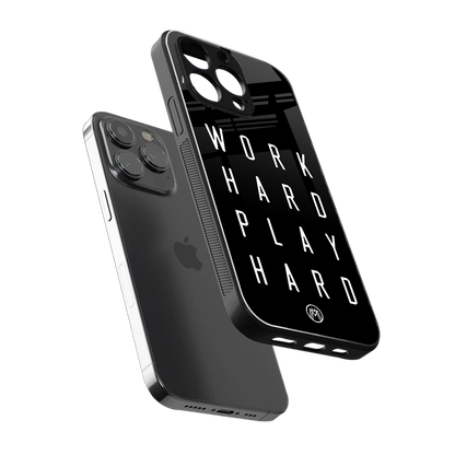 work hard play hard back phone cover | glass case for iphone 13 pro max