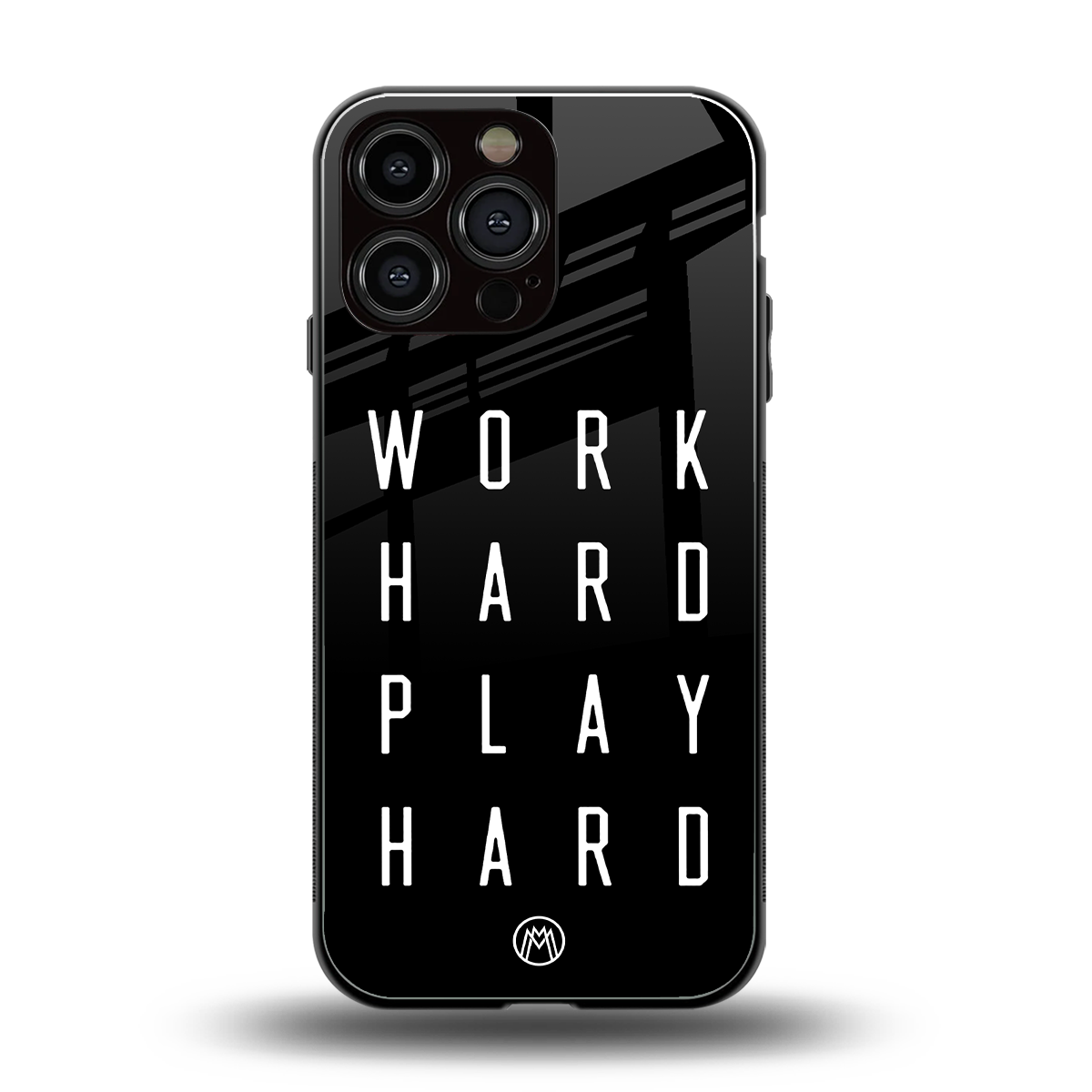 work hard play hard back phone cover | glass case for iphone 15 pro max