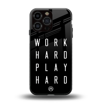 work hard play hard back phone cover | glass case for iphone 14 pro max