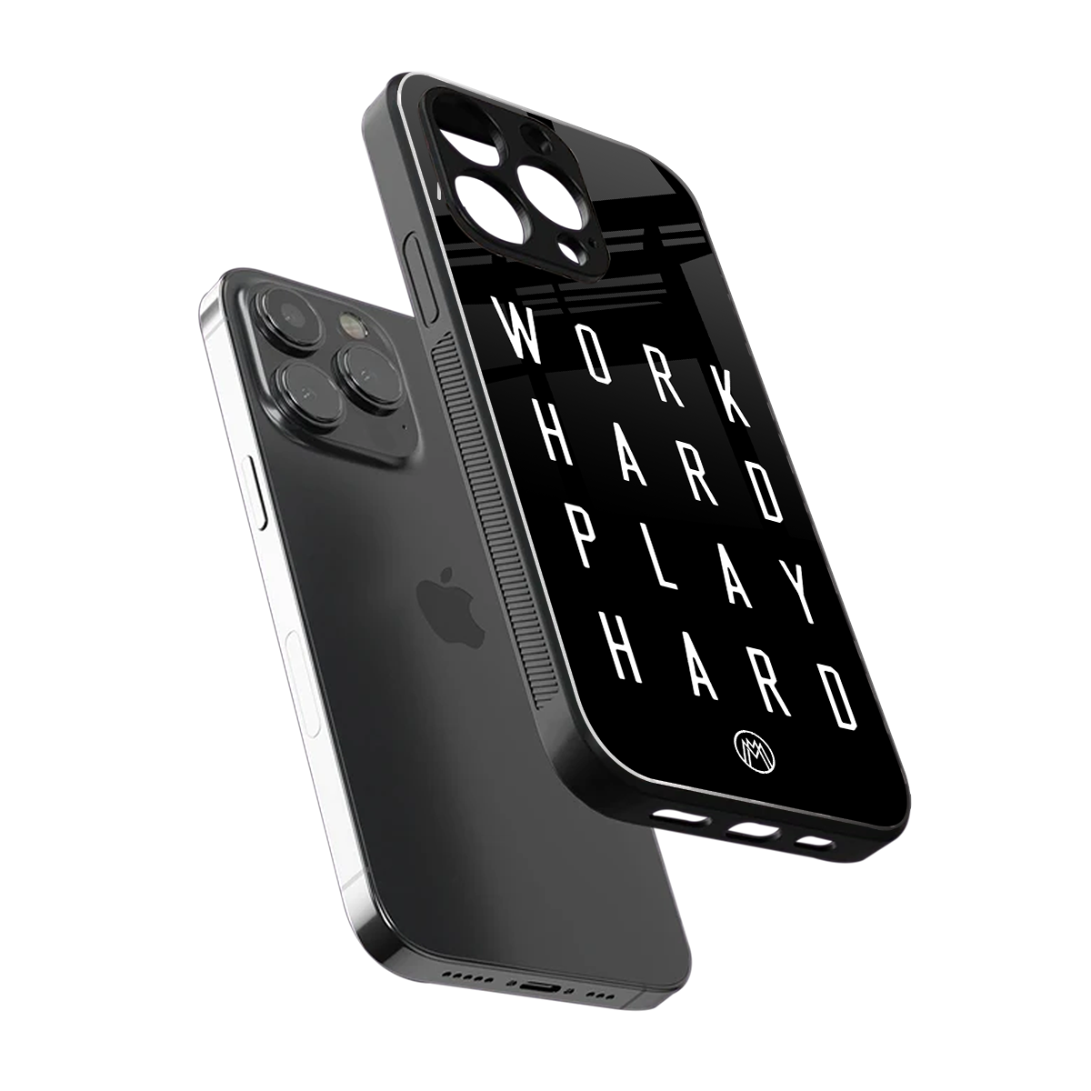 work hard play hard back phone cover | glass case for iphone 15 pro max