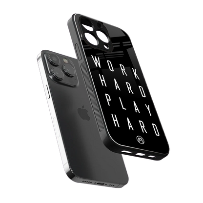 work hard play hard back phone cover | glass case for iphone 15 pro max
