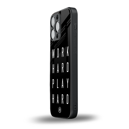 work hard play hard back phone cover | glass case for iphone 14 pro max