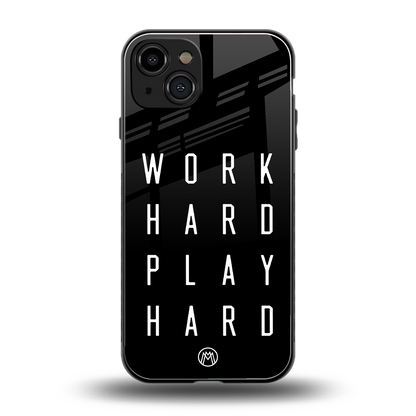 work hard play hard back phone cover | glass case for iphone 14
