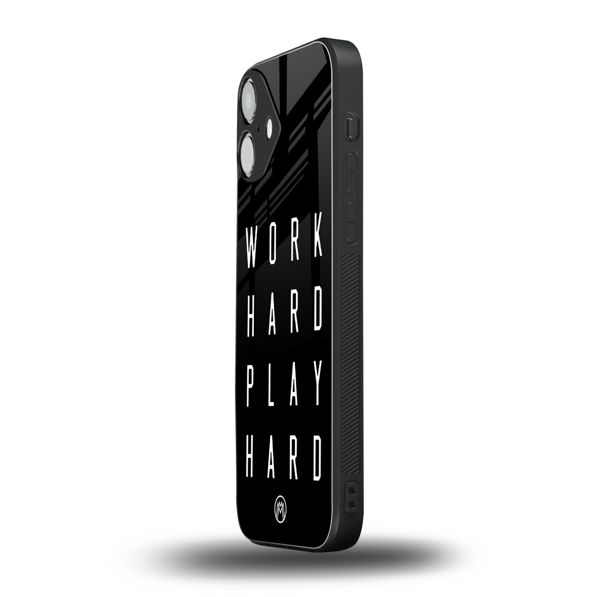 work hard play hard back phone cover | glass case for iphone 16 plus