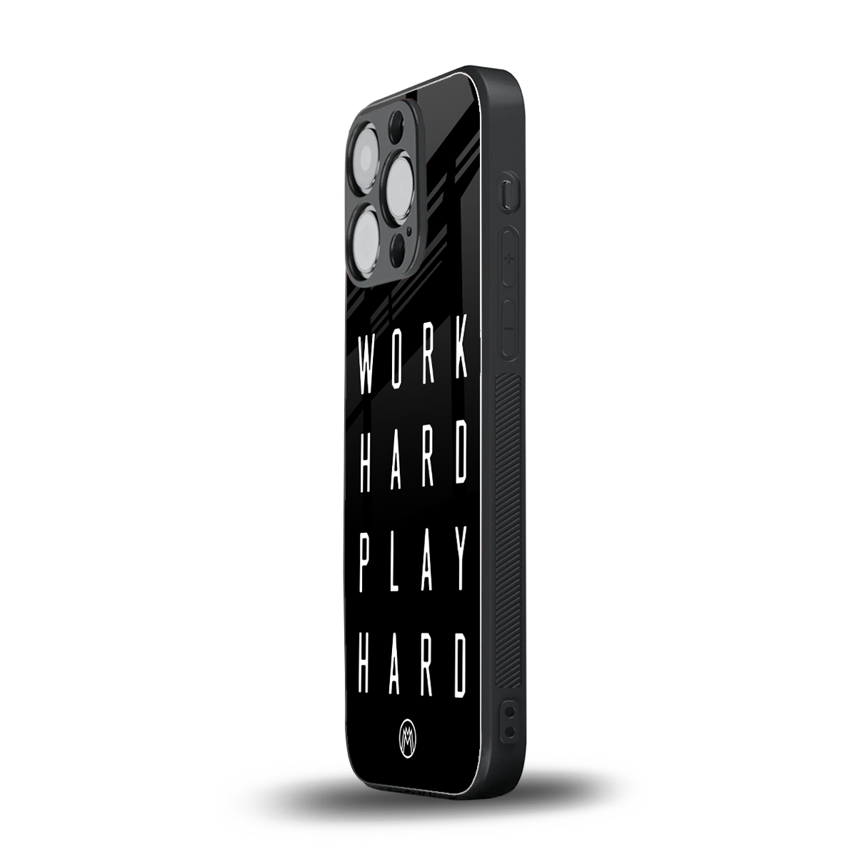 work hard play hard back phone cover | glass case for iphone 16 pro