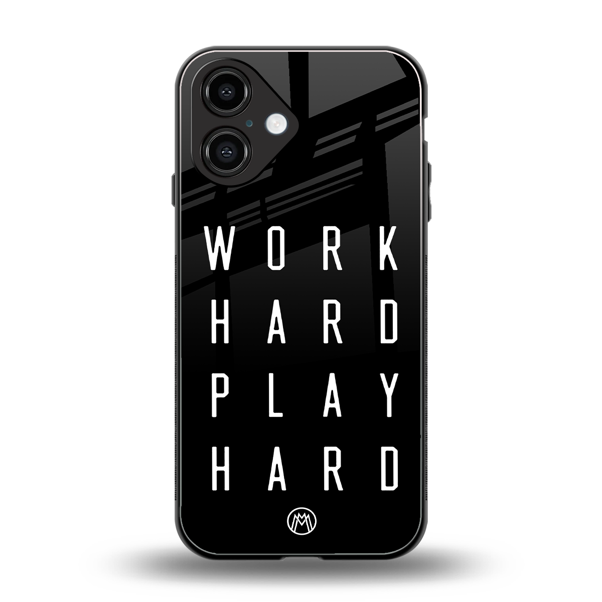work hard play hard back phone cover | glass case for iphone 16
