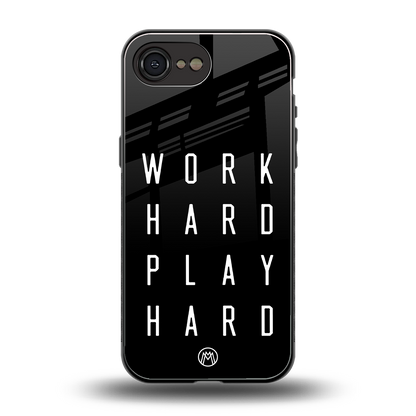 work hard play hard back phone cover | glass case for iphone 16e