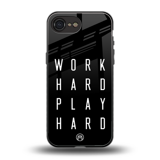 work hard play hard back phone cover | glass case for iphone 16e