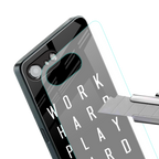 work hard play hard back phone cover | glass case for iphone 16e
