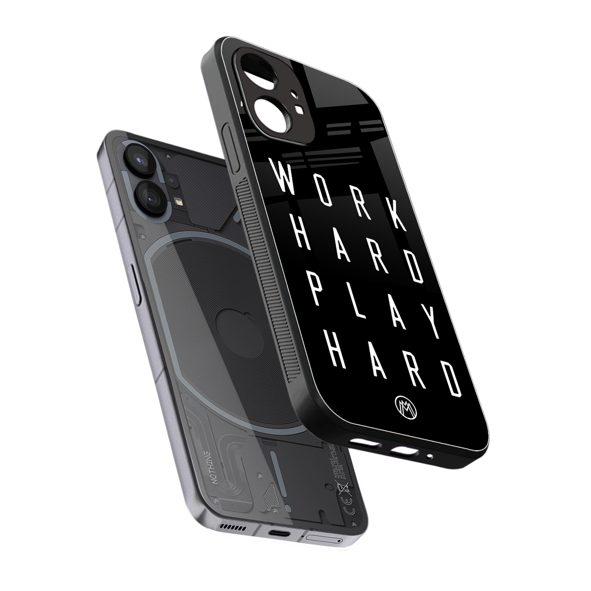 work hard play hard back phone cover | glass case for nothing phone 1