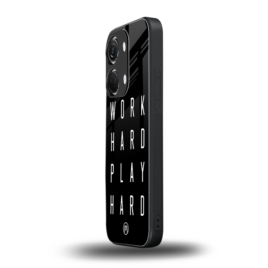 work hard play hard back phone cover | glass case for oneplus nord 3