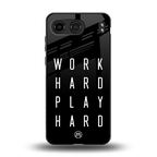 work hard play hard back phone cover | glass case for oneplus nord 4