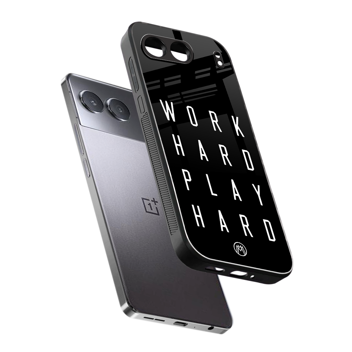 work hard play hard back phone cover | glass case for oneplus nord 4