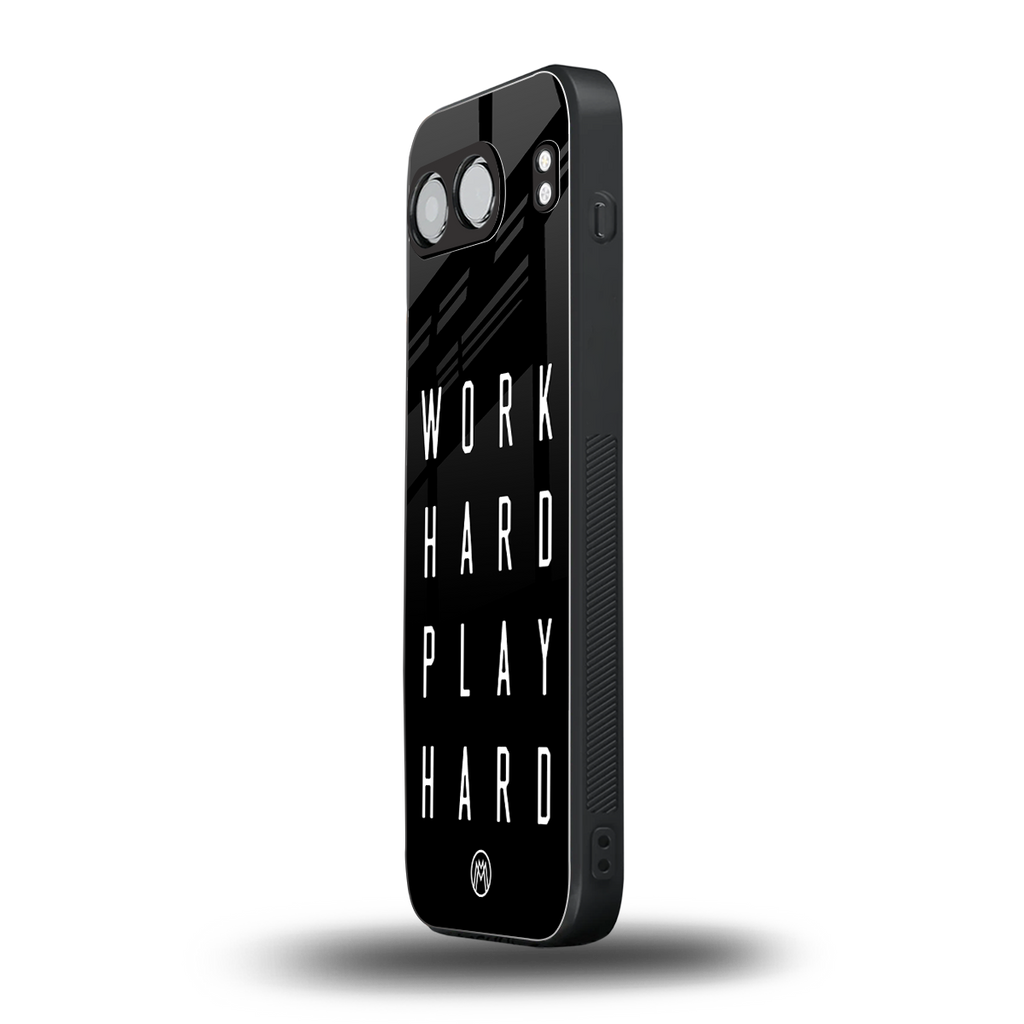 work hard play hard back phone cover | glass case for oneplus nord 4