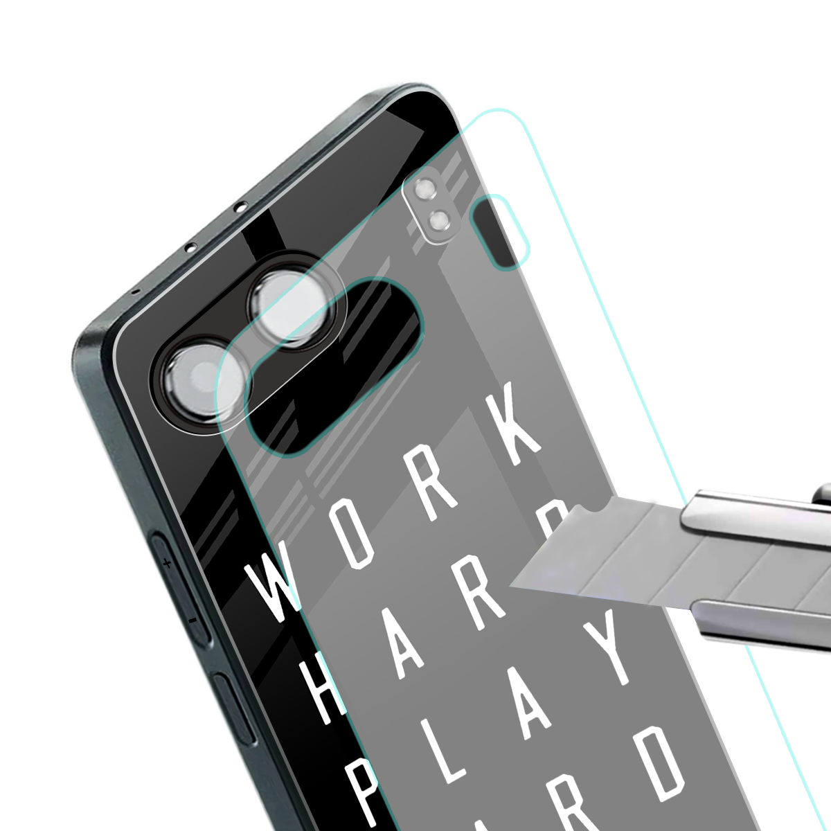 work hard play hard back phone cover | glass case for oneplus nord 4