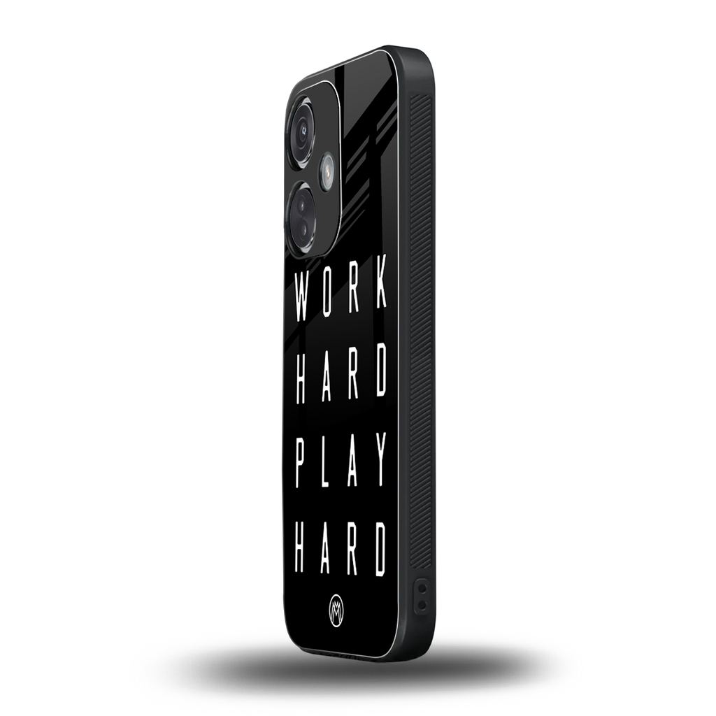 work hard play hard back phone cover | glass case for oneplus nord ce 3