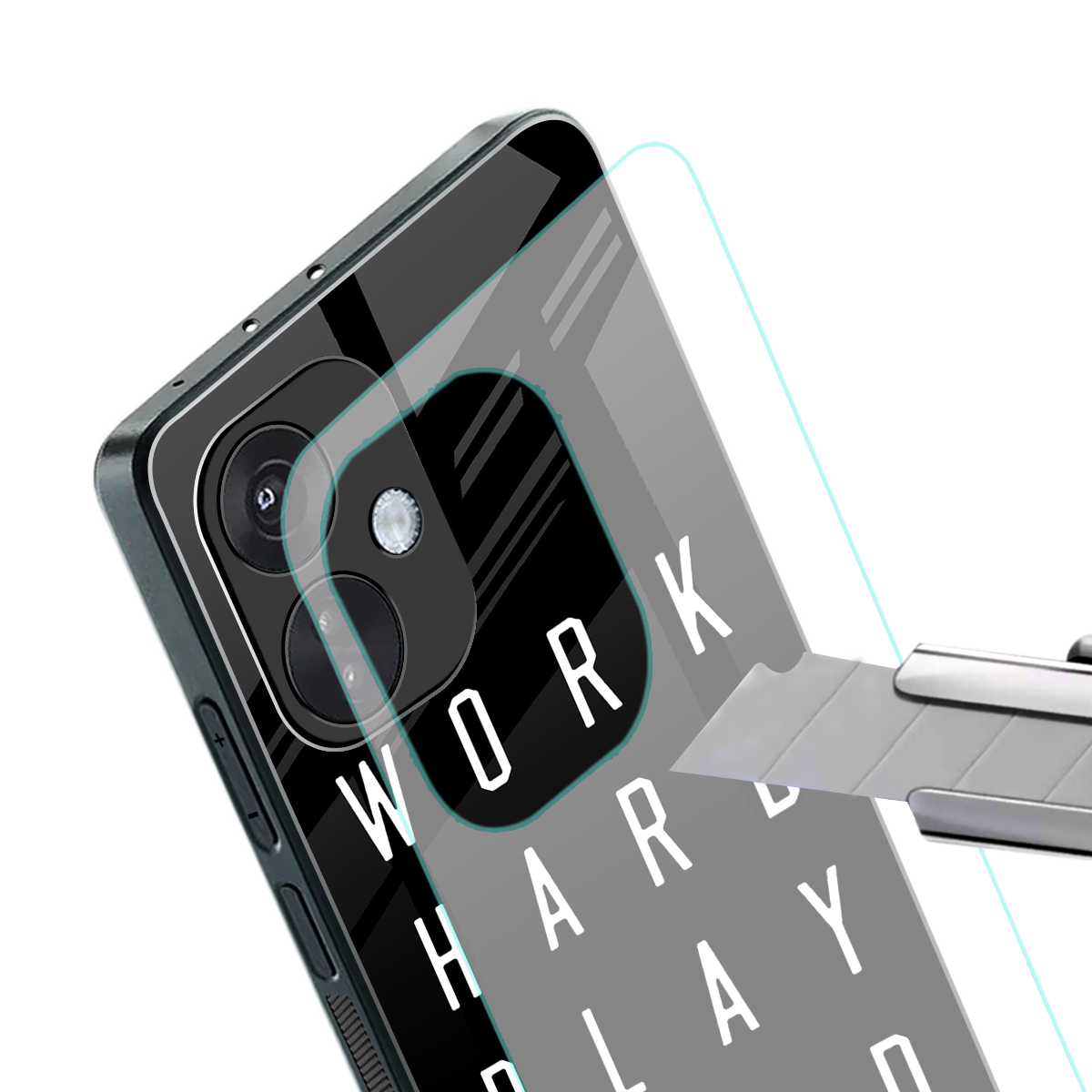work hard play hard back phone cover | glass case for oneplus nord ce 3