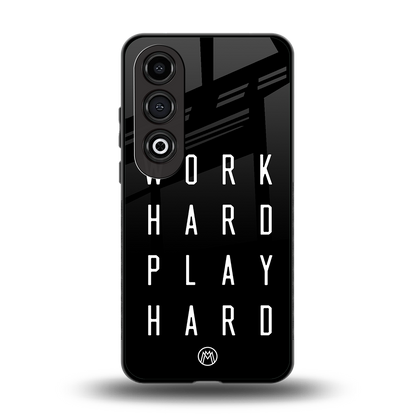 work hard play hard back phone cover | glass case for oneplus nord ce 4