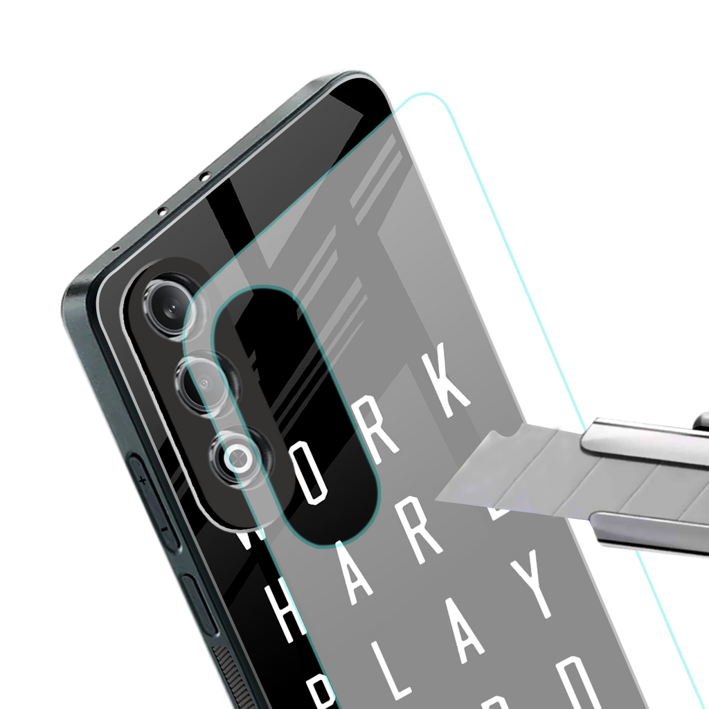 work hard play hard back phone cover | glass case for oneplus nord ce 4