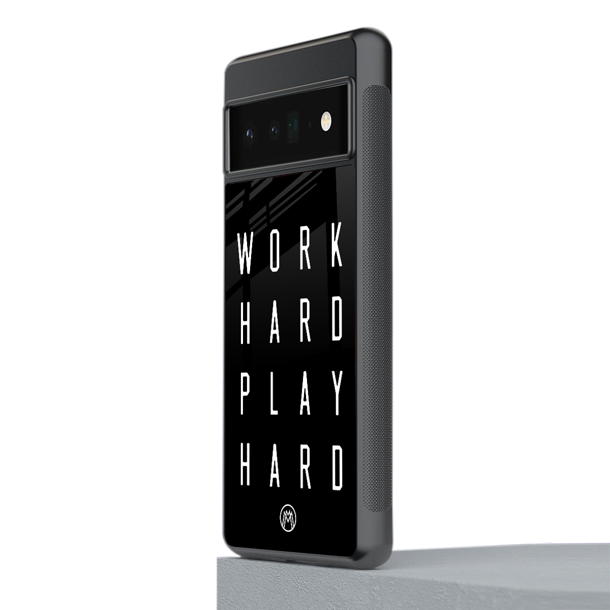 work hard play hard back phone cover | glass case for google pixel 6 pro