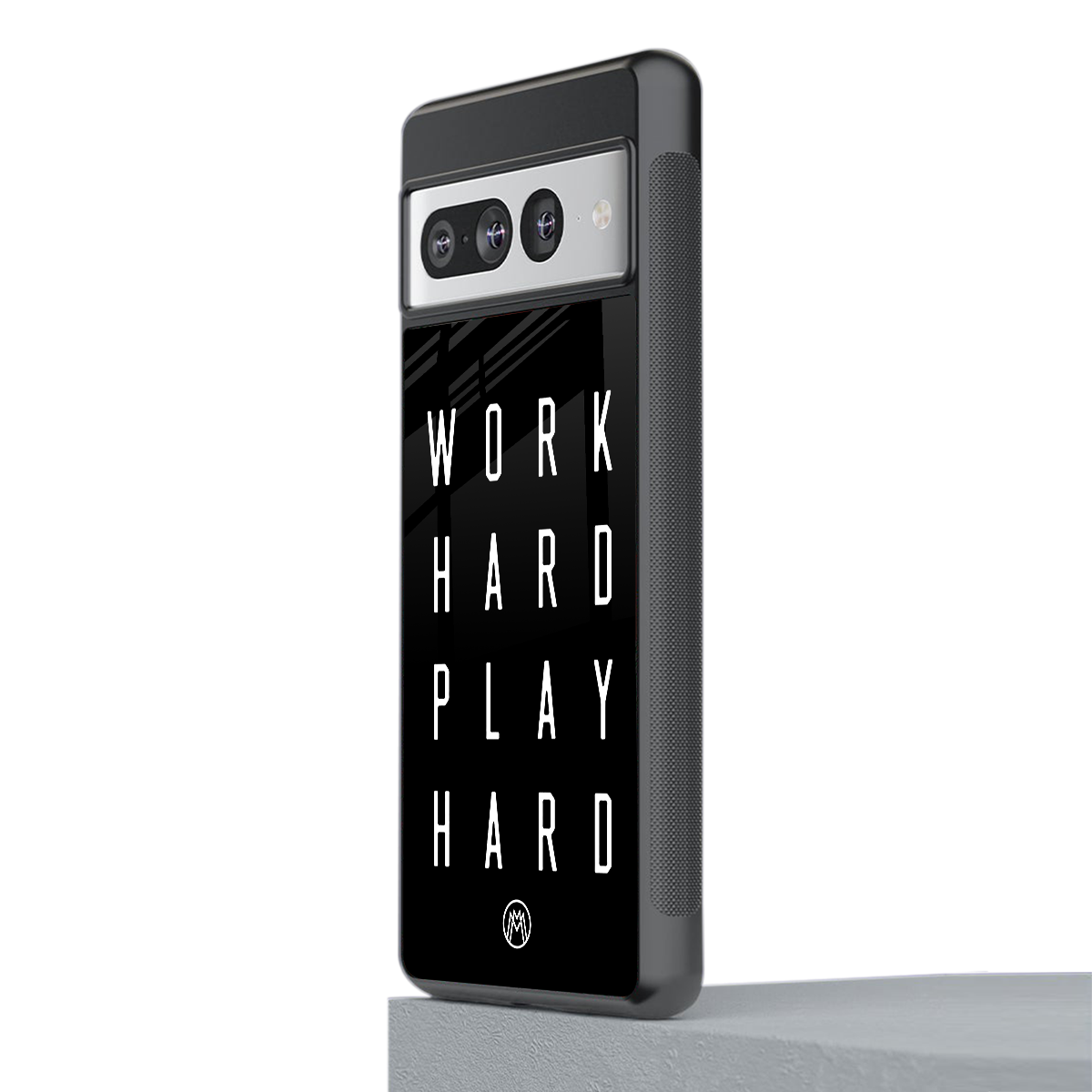 work hard play hard back phone cover | glass case for google pixel 7 pro