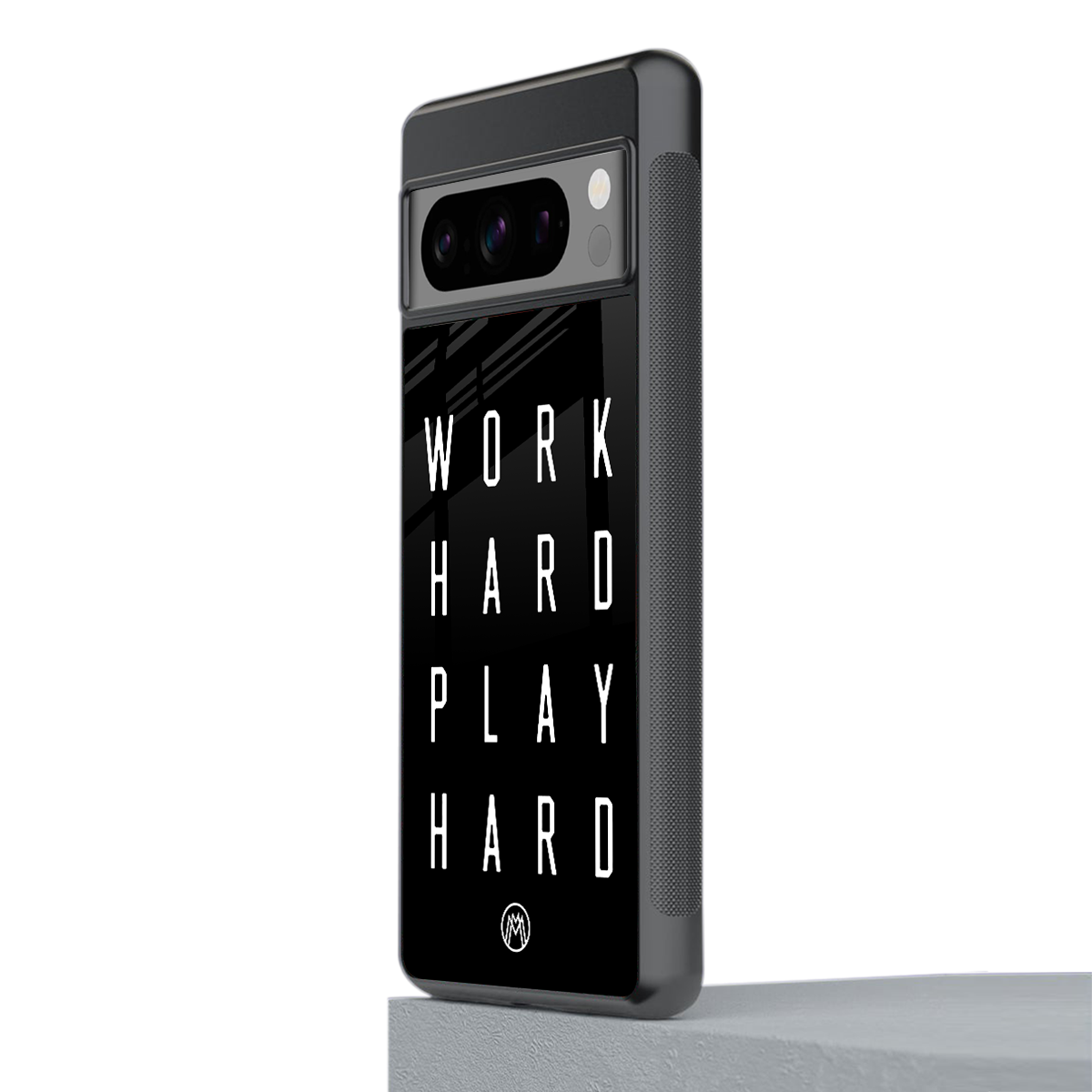 work hard play hard back phone cover | glass case for google pixel 8 pro