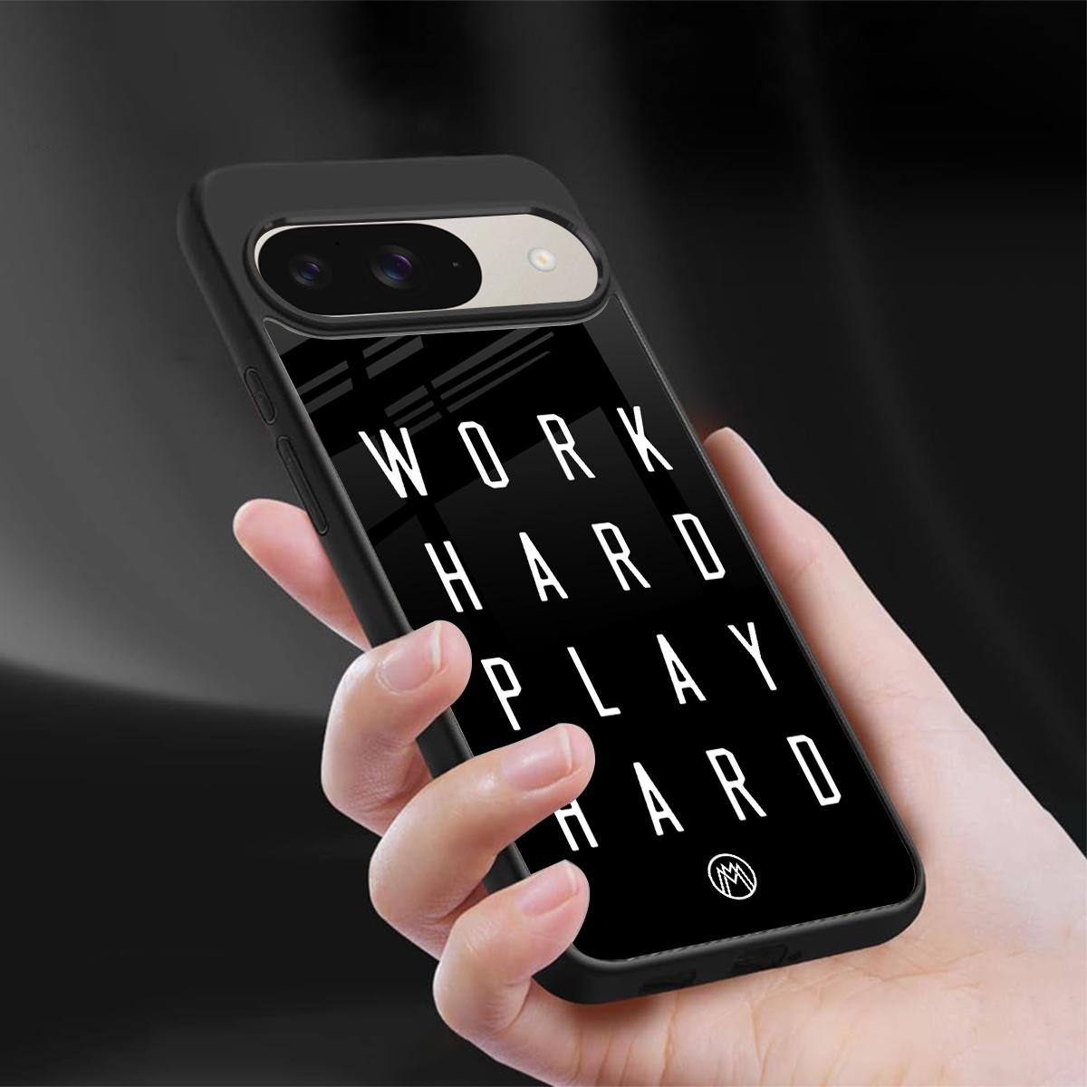 work hard play hard back phone cover | glass case for google pixel 9