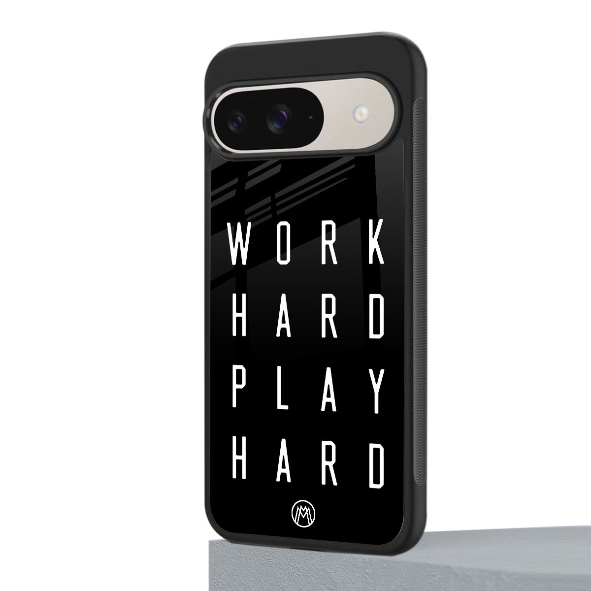 work hard play hard back phone cover | glass case for google pixel 9