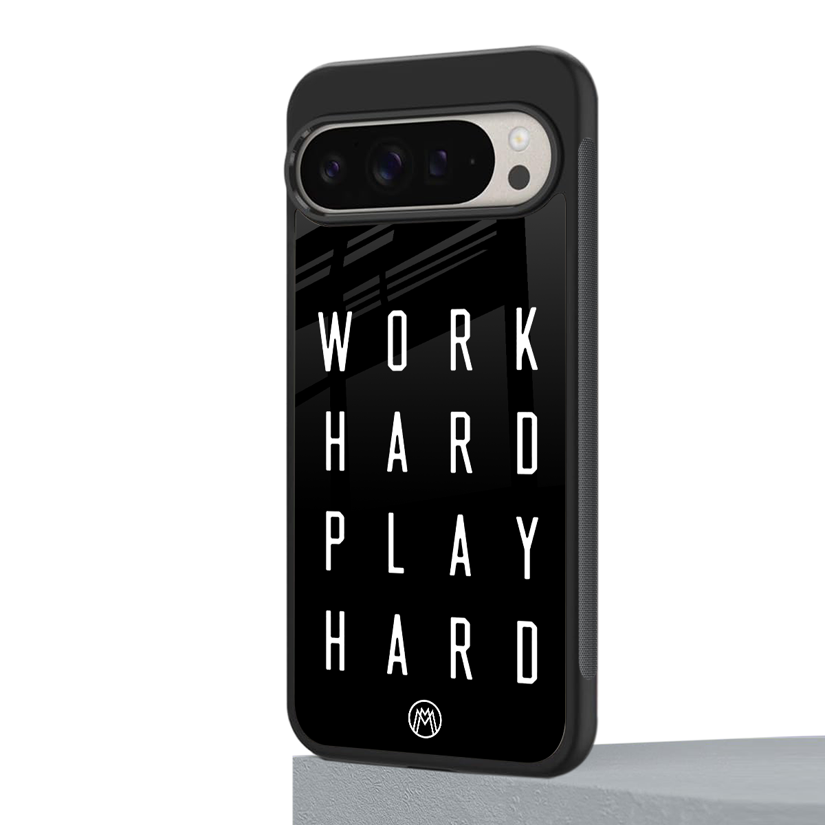 work hard play hard back phone cover | glass case for google pixel 9 pro