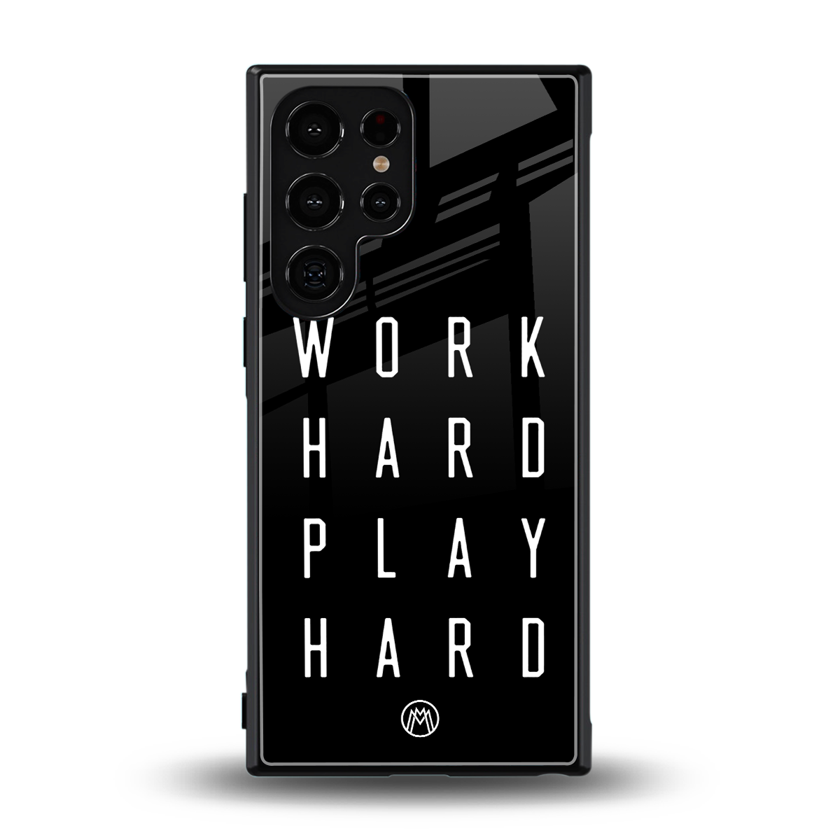 work hard play hard back phone cover | glass case for samsung galaxy s23 ultra