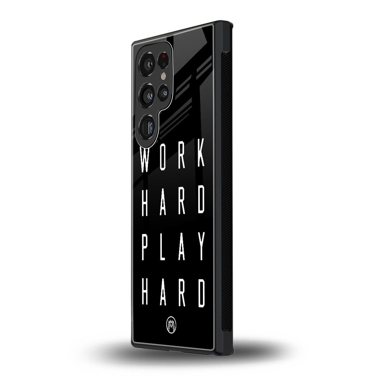 work hard play hard back phone cover | glass case for samsung galaxy s23 ultra
