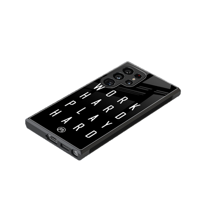 work hard play hard back phone cover | glass case for samsung galaxy s24 ultra
